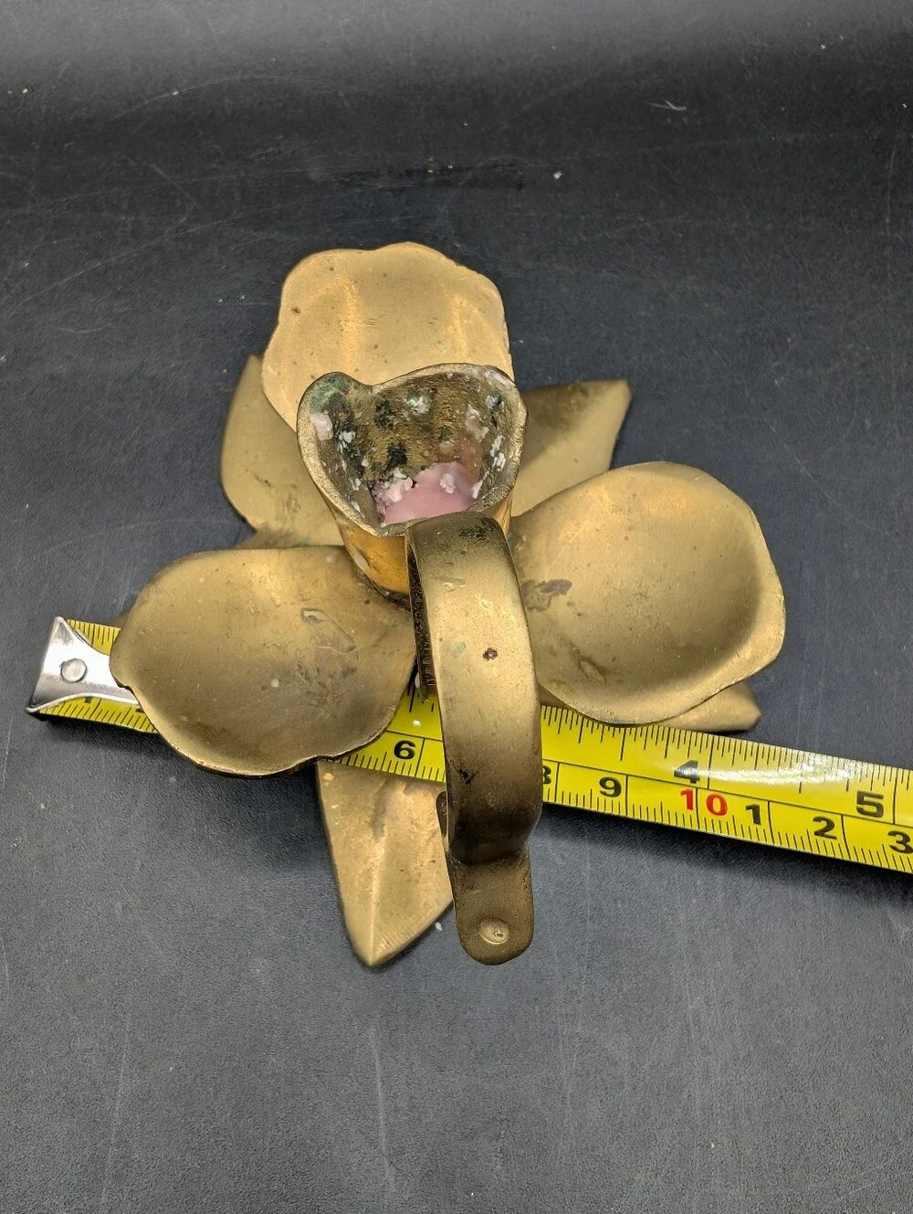 Pair Vintage Brass Orchid Flower Candlestick Holders